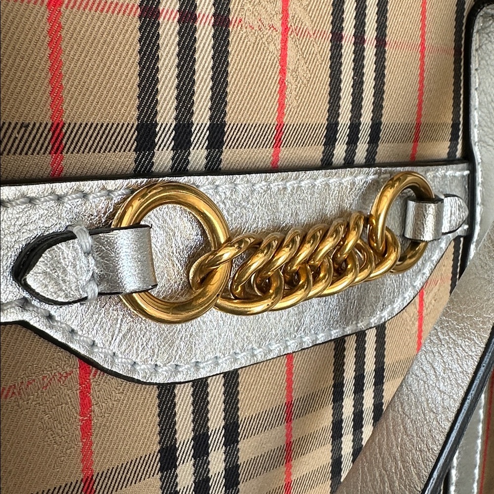 Authentic Burberry Checkered Tote Bag with Silver Accents - Picture 8 of 16